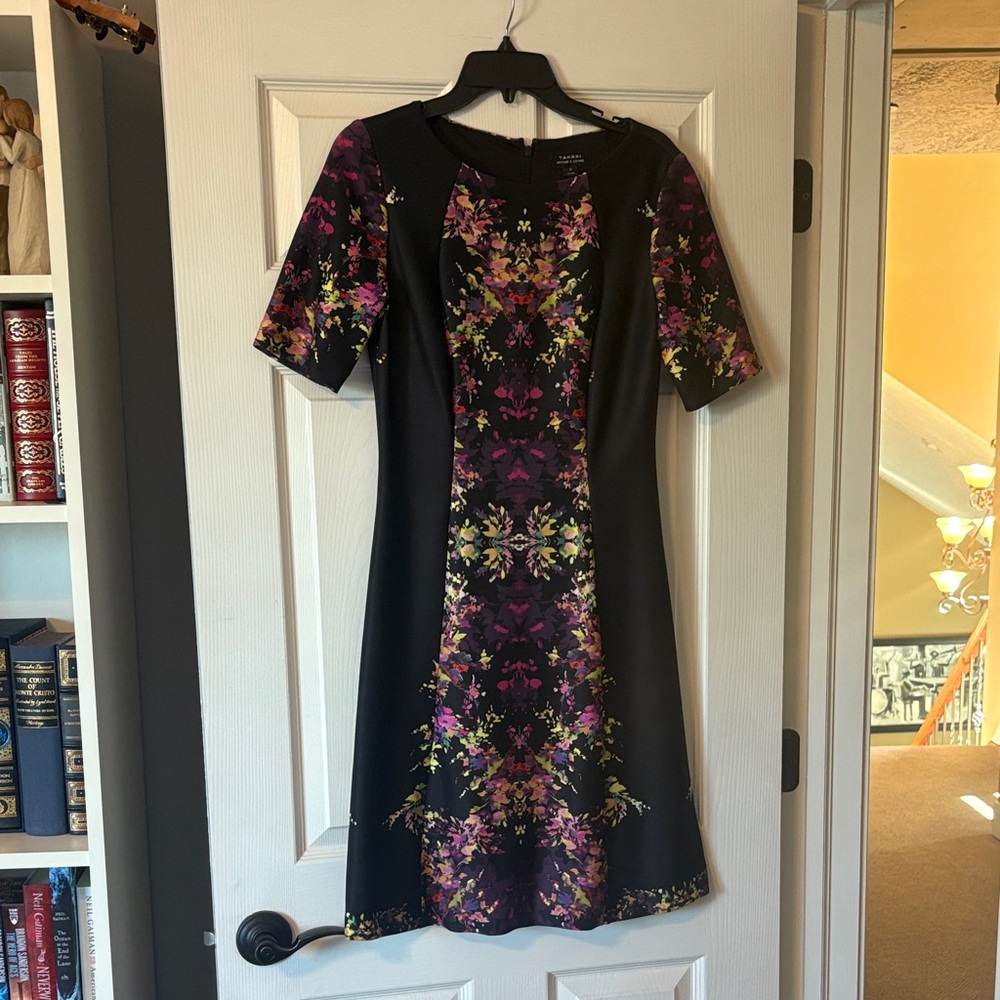 Elegant Black and Floral Midi Dress